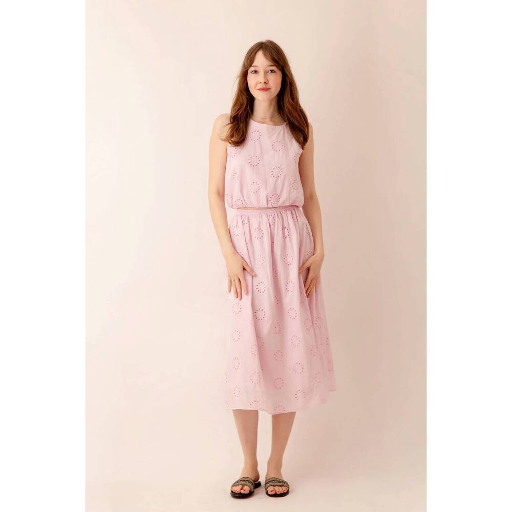 NEW BY TOGETHER ophelia eyelet midi skirt in pink